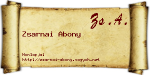 Zsarnai Abony névjegykártya